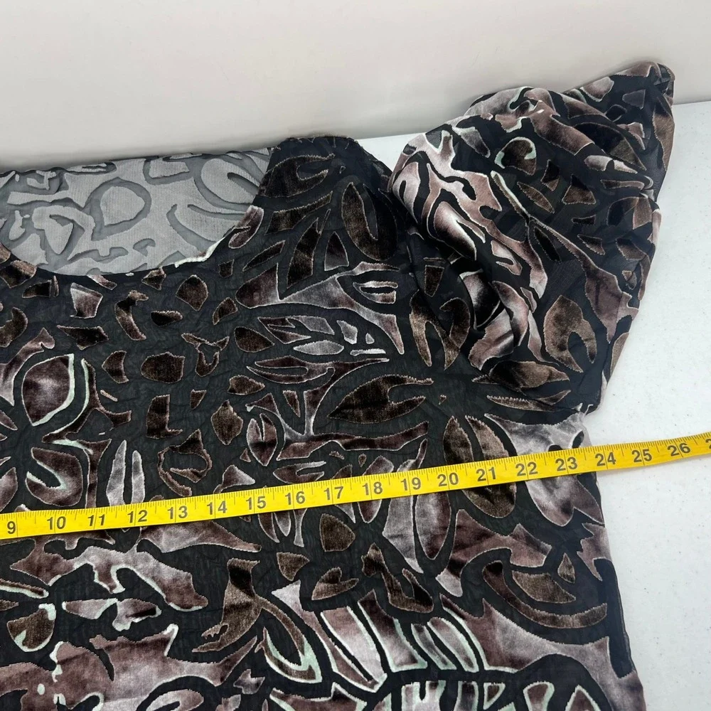 Additions by Chico's Size 3 US XL Black Brown Floral Burnout Velvet Tunic Top - Picture 6 of 10